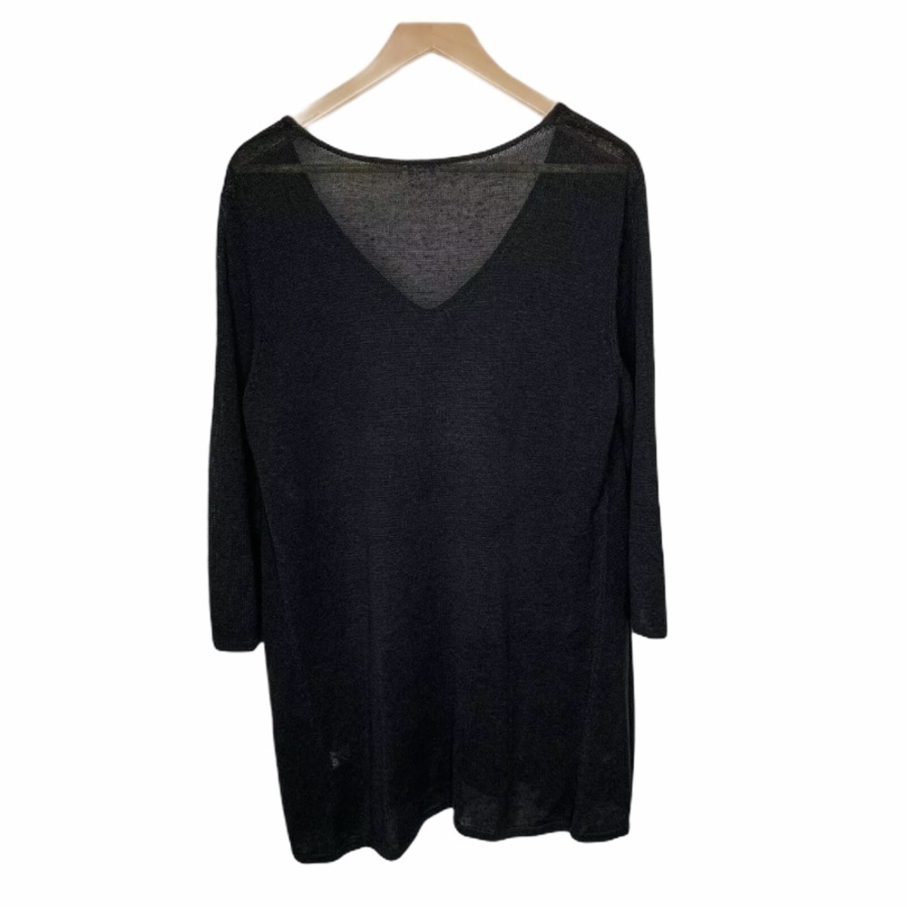Purejill Womens Knit Linen Blouse Medium Black - Picture 4 of 5